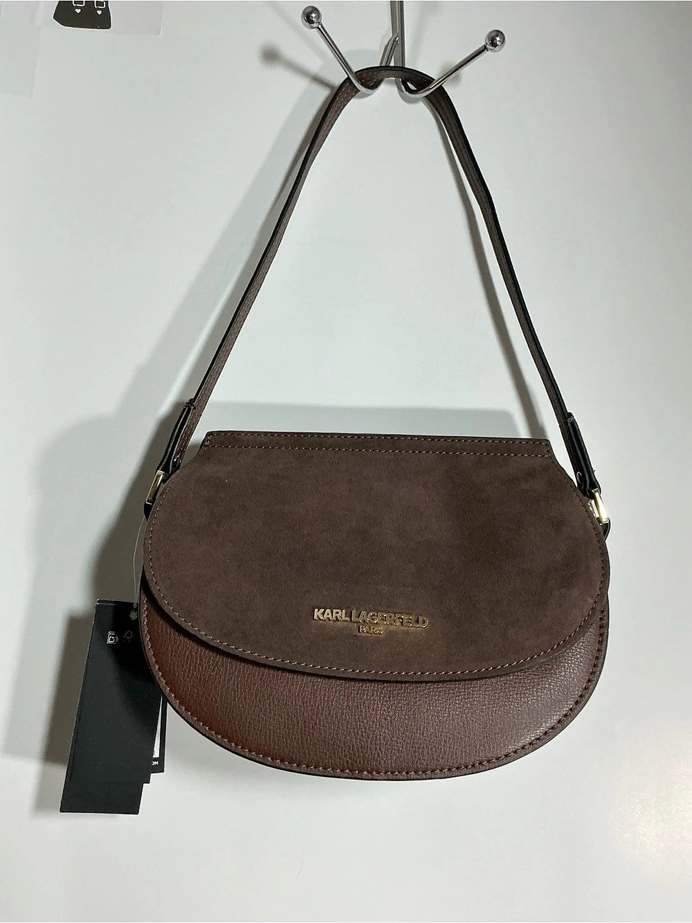Karl Lagerfeld Paris Brown Suede shoulder Bag NWT